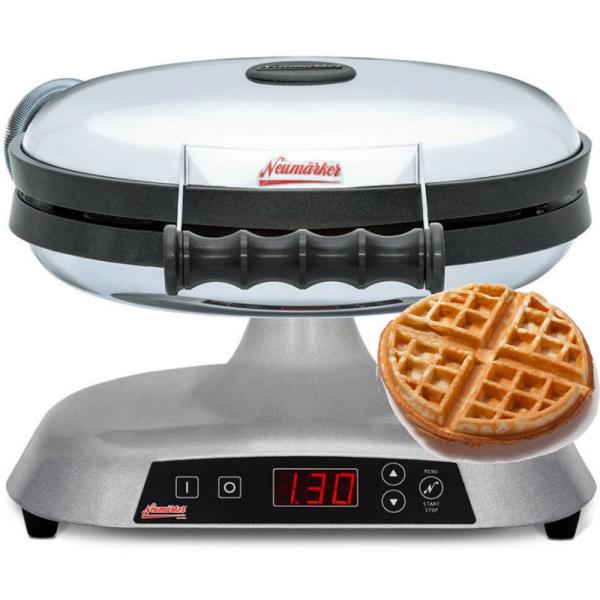 Neumärker Retro-Waffeleisen Galaxia® Pluto Shiny Chrome Belgische Waffel Americano 12-20207