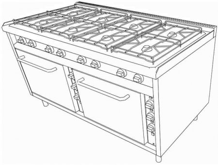 EKU Gasherd PowerBurner 8-flammig mit 2 Elektro-Backöfen, versandkostenfrei