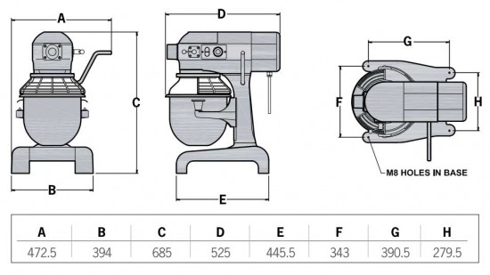 Hobart A200 Universalküchenmaschine Tischmodell 20 Liter