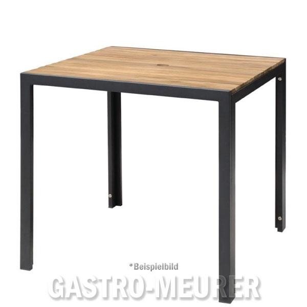 Bolero Tisch Quadratisch 80 cm, Stahl, Akazienholz