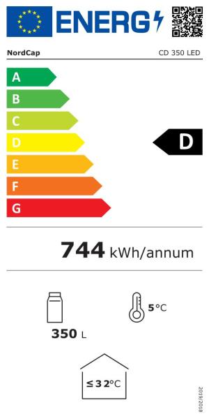 COOL NordCap CD 350 LED Umluft-Glastürkühlschrank 350 Liter