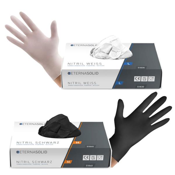 Nitril-Handschuhe NITRYLEX 4 Größen schwarz/weiß