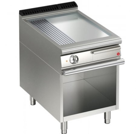 AFG Elektro-Grill+Bratplatte 7,5 kW glatt+gerillt chrom Standgerät Queen 700, versandkostenfrei