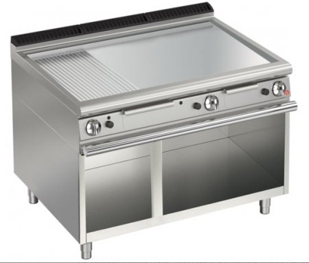 AFG Gas-Grillplatte 19,5 kW glatt+gerillt chrom Standgerät Queen 700, versandkostenfrei