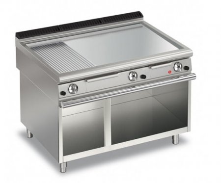 AFG Brat- Grillplatte Gas glatt-verchromt+gerillt 21,0 kW Standgerät, Queen 900, versandkostenfrei