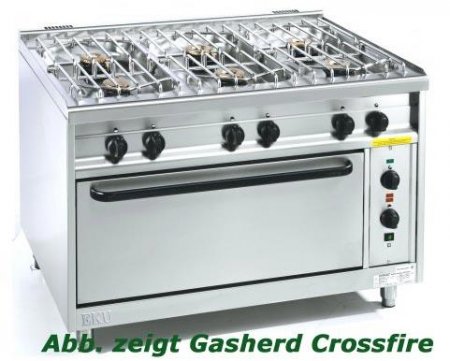 EKU Gasherd PowerBurner 6-flammig mit Elektro-Jumbobackofen, versandkostenfrei