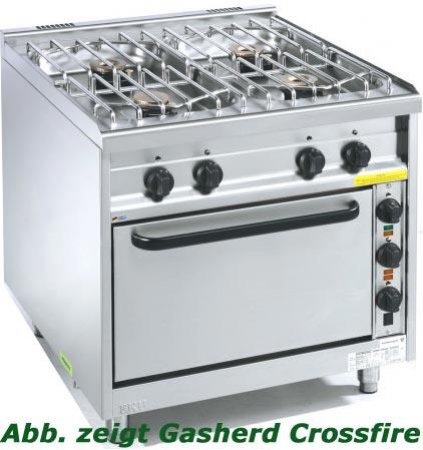 EKU Gasherd PowerBurner 4-flammig mit Elektro-Backofen, versandkostenfrei