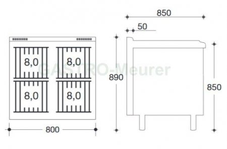 EKU Gasherd PowerBurner 4-flammig mit Elektro-Backofen