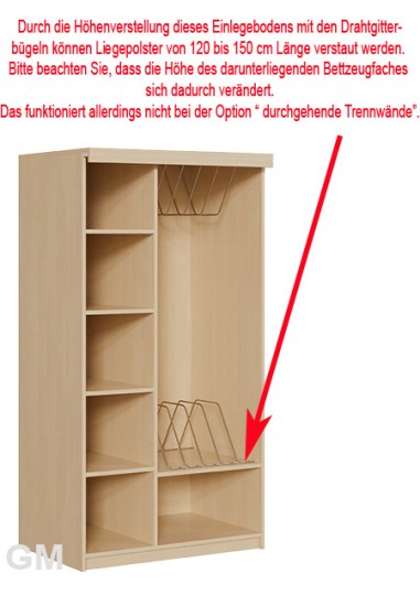 Liegepolsterschrank offen f. 4 Liegepolster