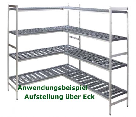 Fermostock 5711 Alu-Regal 2175 x 460 x 1800 mm mit 4 Auflagen max. 600 kg Feldlast