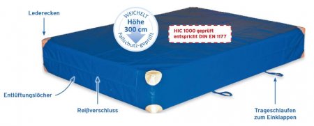 Weichboden 200x150x25 cm mit Trageschlaufen und 4 Lederecken, versandkostenfrei