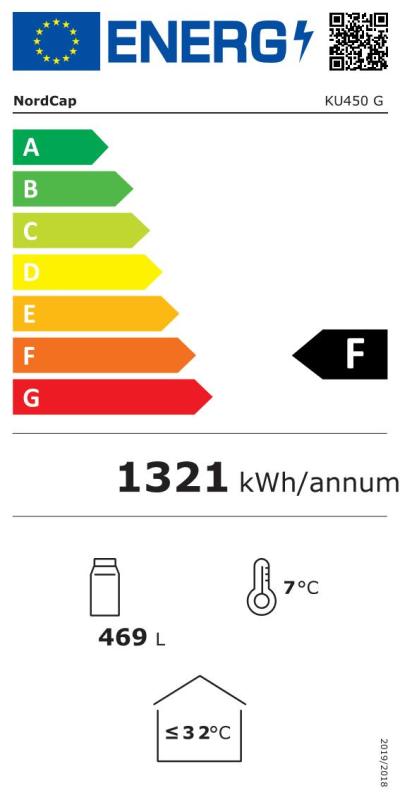 NordCap KU 450-G Umluft-Glastürkühlschrank 438 Liter