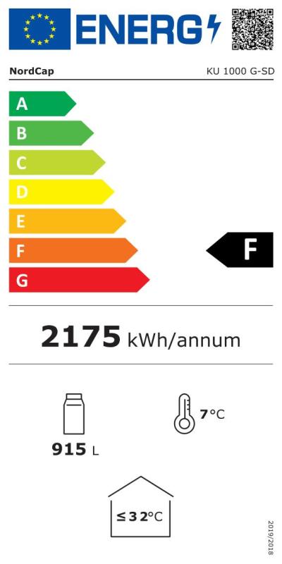 NordCap KU 1000 G-SD Umluft-Glastürkühlschrank