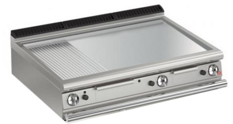 AFG Gas-Grillplatte 19,5 kW glatt+gerillt chrom Tischgerät Queen 700, versandkostenfrei