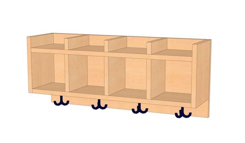 Garderobenablage einfach 4 Plätze, versandkostenfrei
