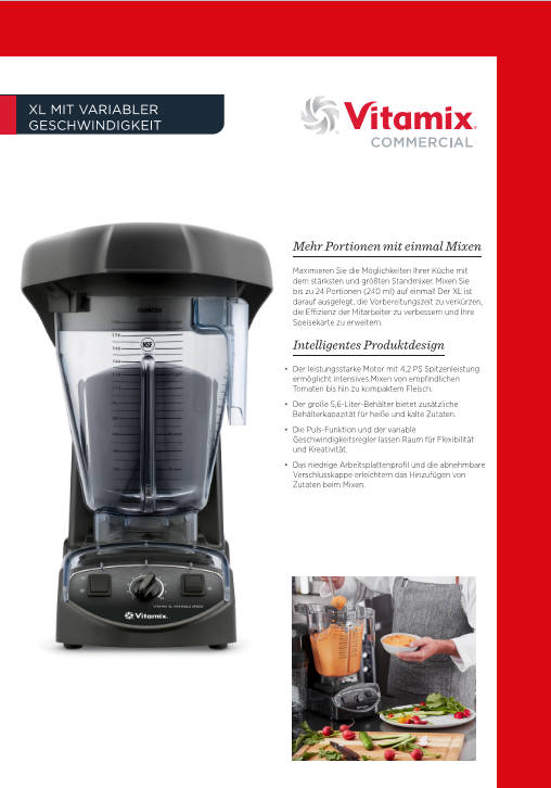 Vitamix XL Variabler Speed inkl. 5,6 l + 2,0 l Container